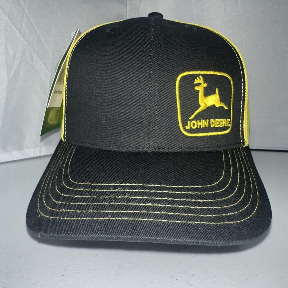 New With Tags -John Deere Trucker Hat Snapback Black/Gold- (11)‎